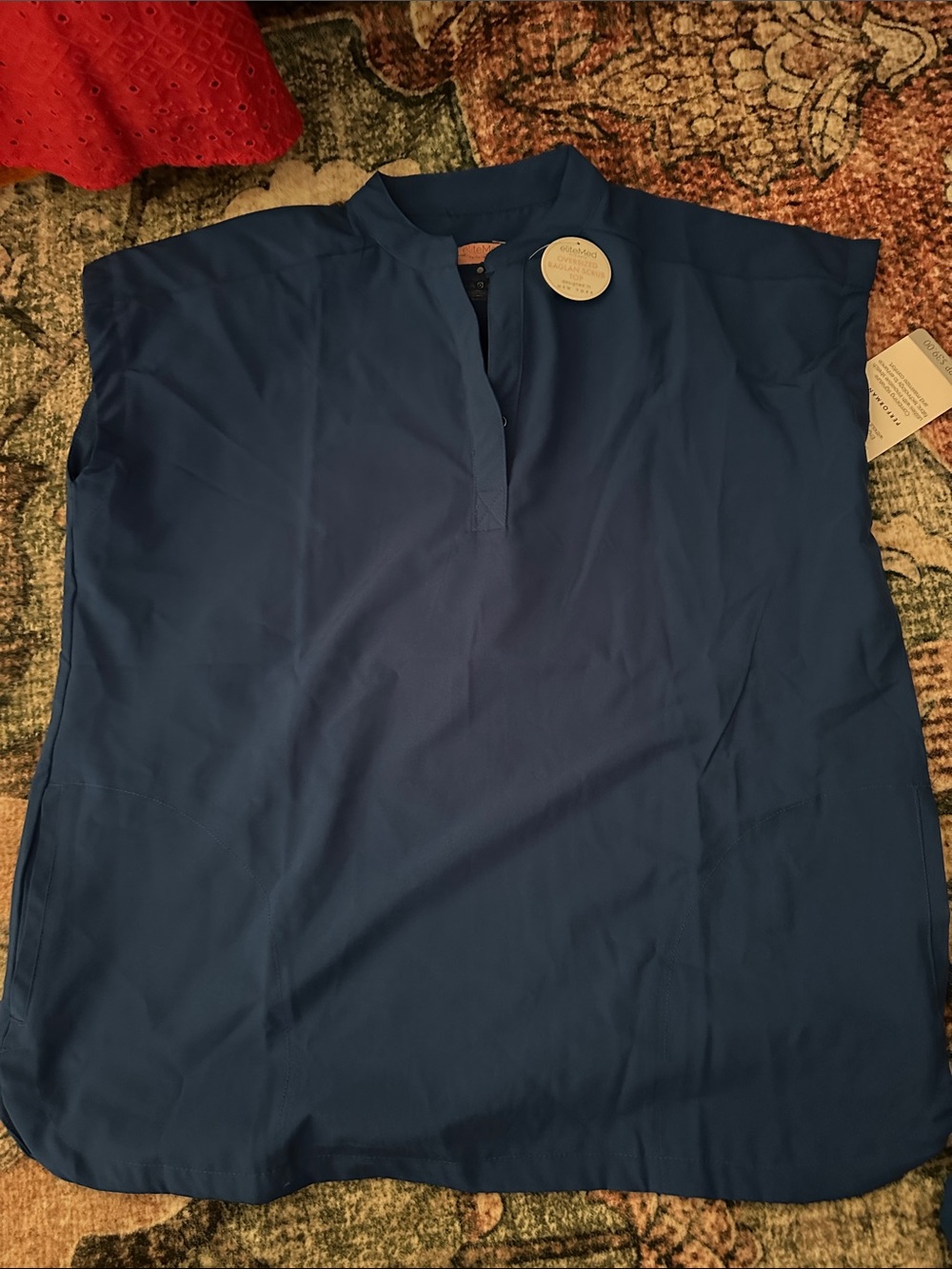 Women's Short Sleeve Split-Neck scrub top.